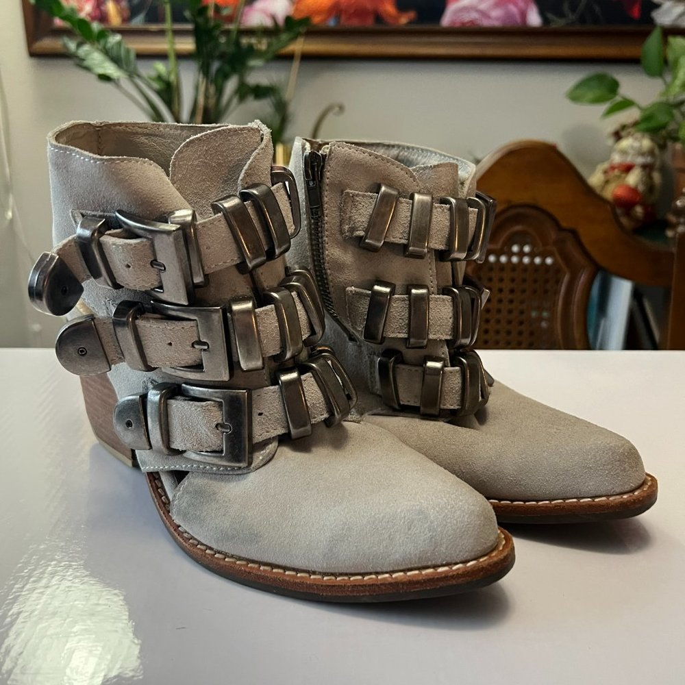 Jeffrey Campbell White Suede Tripoli Booties